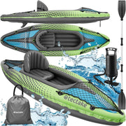 Inflatable Single Kayak Set PVC Canoe w/ Paddle Pump Carry Bag