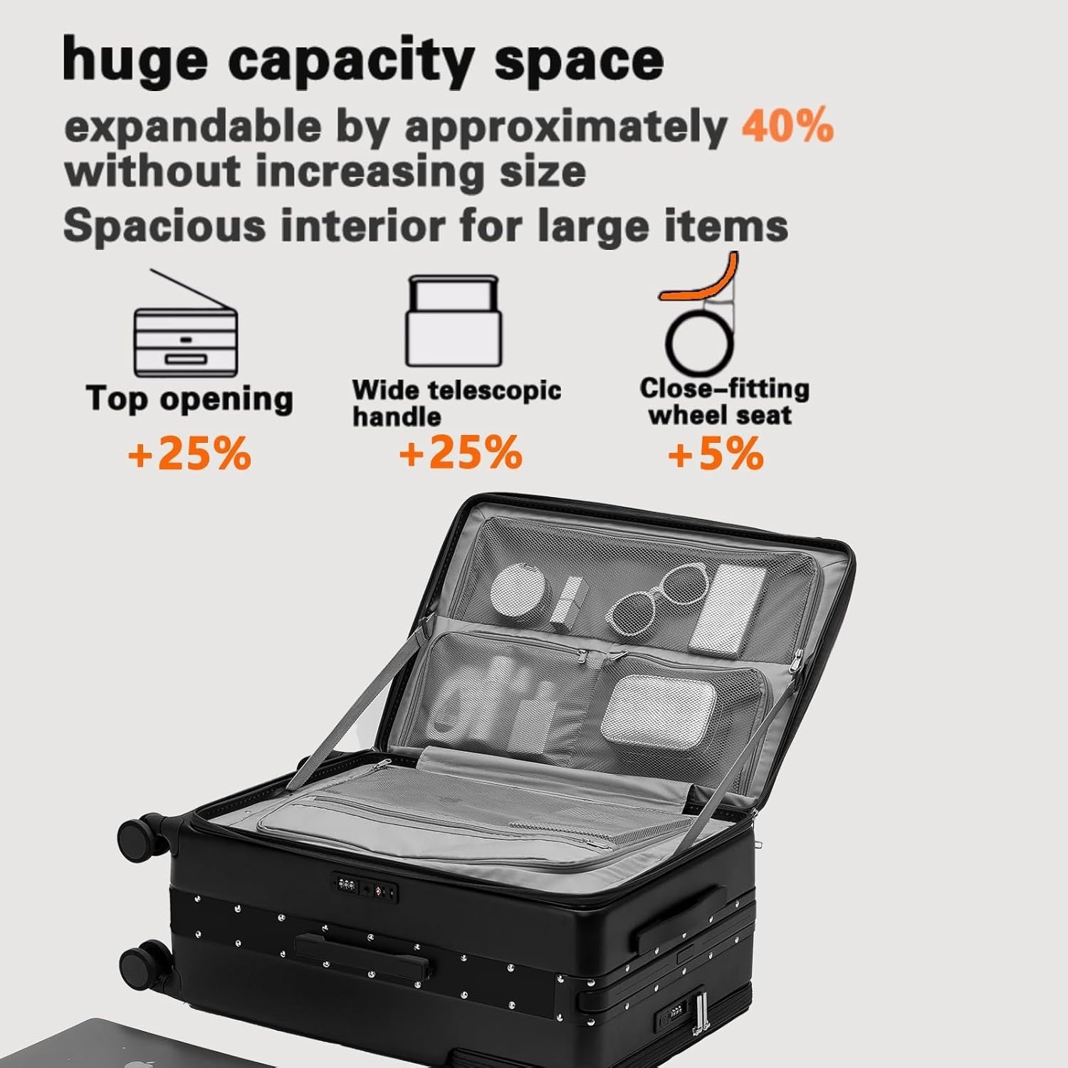 24” Dual Access Checked Suitcase Front Back Open Hard Shell