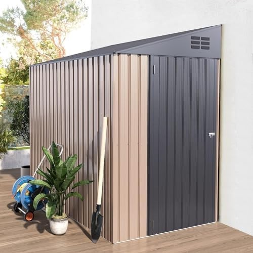 Metal Garden Storage Shed 2.14x1.3m Lockable Outdoor Lean To Shed Waterproof