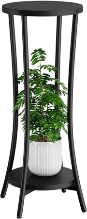 Tall 2 Tier Wood Plant Stand Indoor Corner Shelf Flower Pot Holder Modern Black