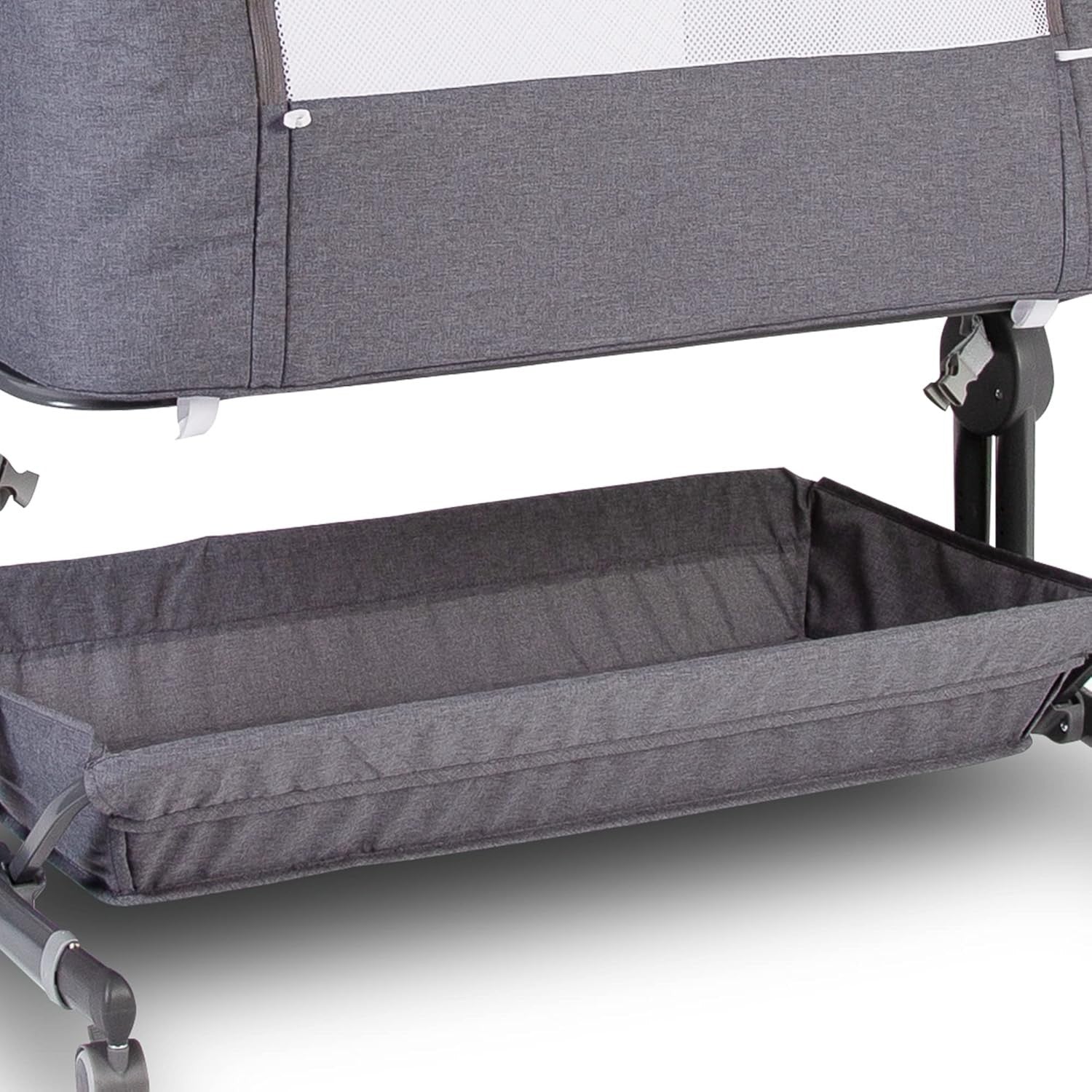 Bedside Baby Co-Sleeper Cot Adjustable Height Crib with Mattress Dark Grey