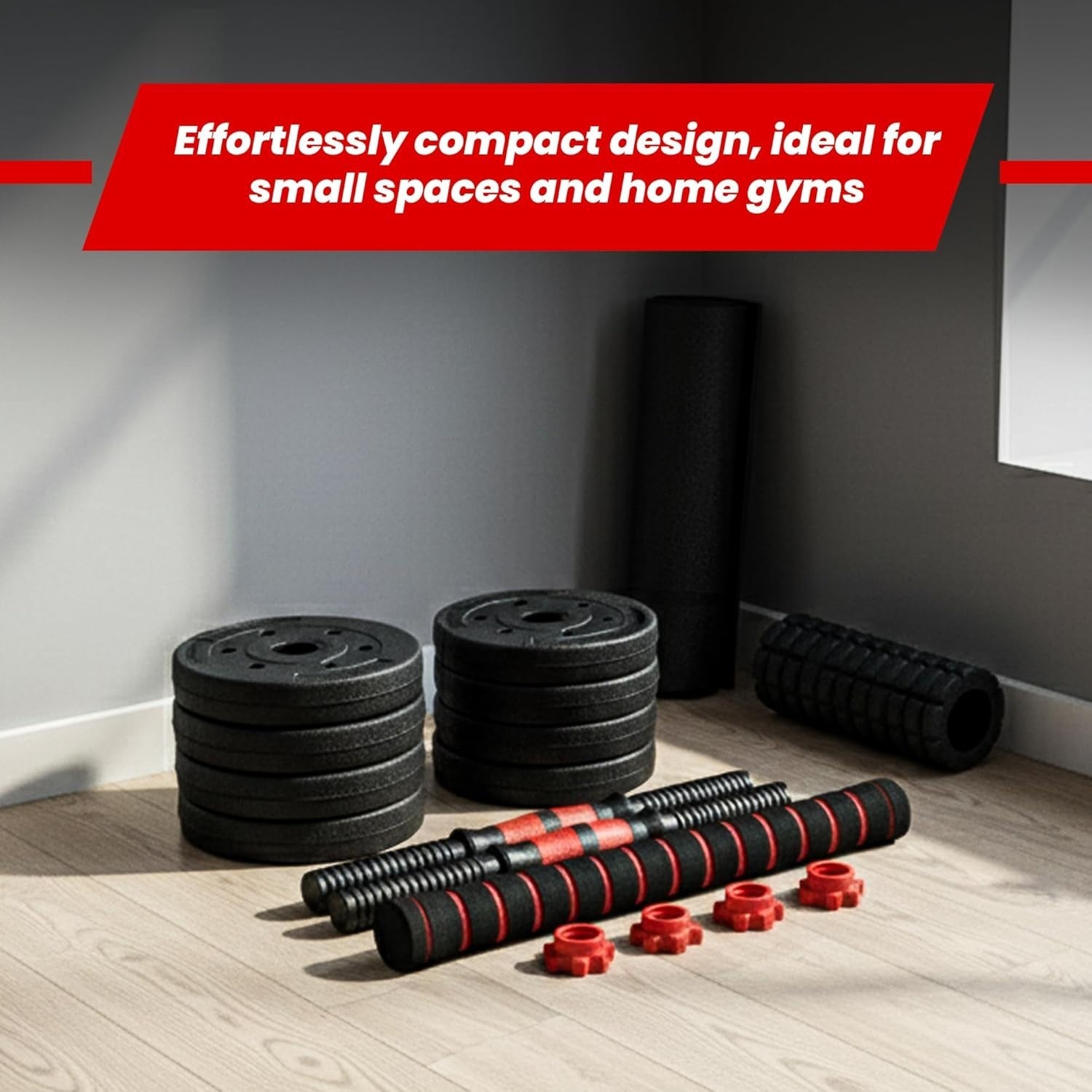 40kg Adjustable Dumbbell Barbell Set Non Slip Compact Home Gym Weights
