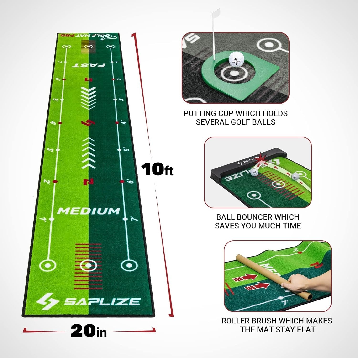 Golf Putting Mat Indoor Training Aid Non-Slip Practice Green Alignment