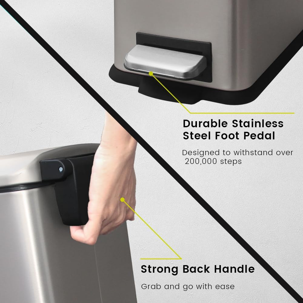30L Kitchen Pedal Bin Soft Close Stainless Steel Grey