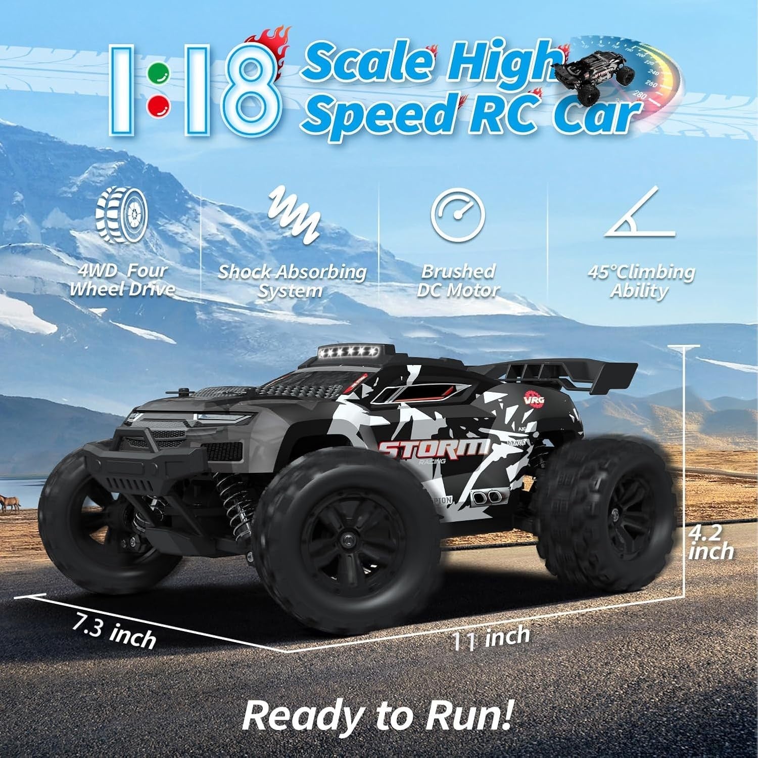 1:18 RC Car 4WD 40KM/H Off-Road Buggy 2 Battery Drift Monster Truck Toy