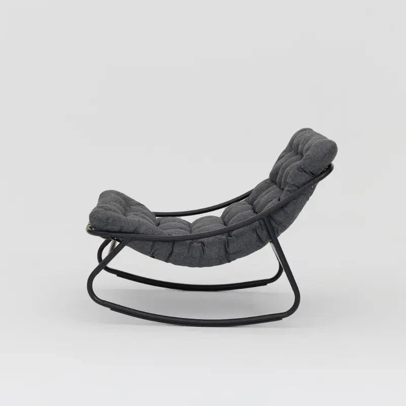 Garden Rocking Chair Outdoor Steel Frame Dark Grey Cushions Patio Seat