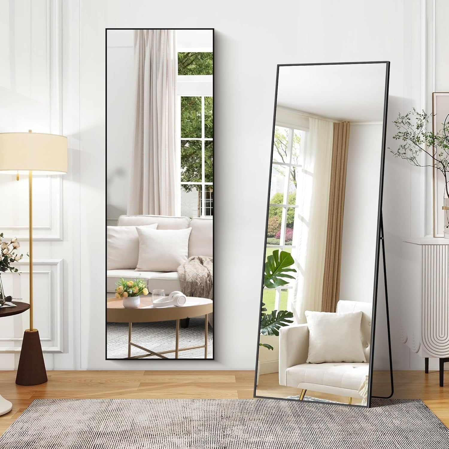 Full Length Mirror 161x52cm Wall Leaning Floor Mirror Black Frame Modern