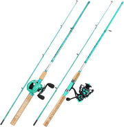 2-Piece 5'6" Fishing Rod & Reel Combo – Spinning & Baitcasting Set