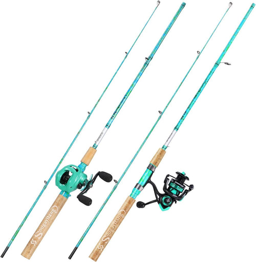 2-Piece 5'6" Fishing Rod & Reel Combo – Spinning & Baitcasting Set