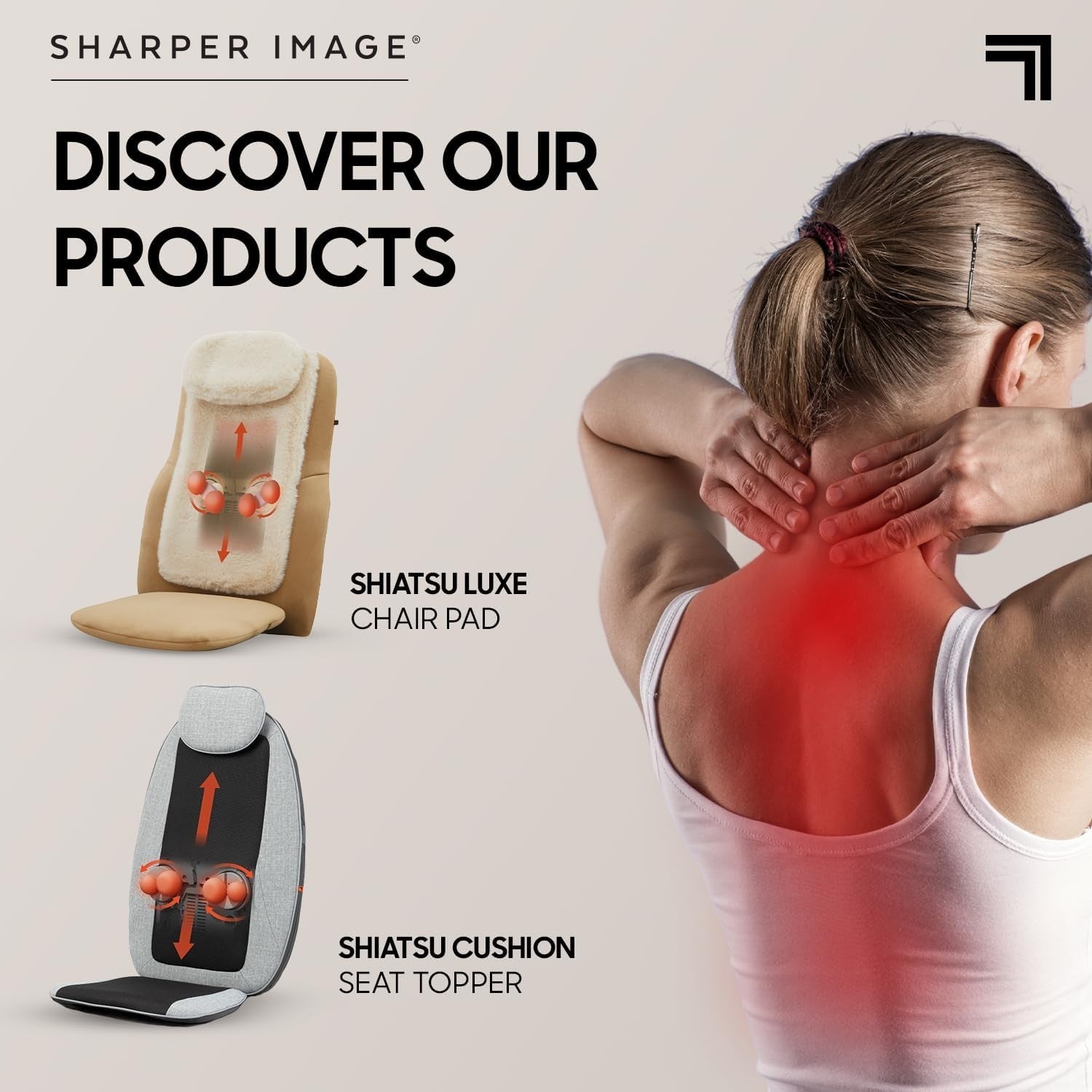 Shiatsu Massage Chair Pad Heat Vibration Back Massager Seat Cushion Brown