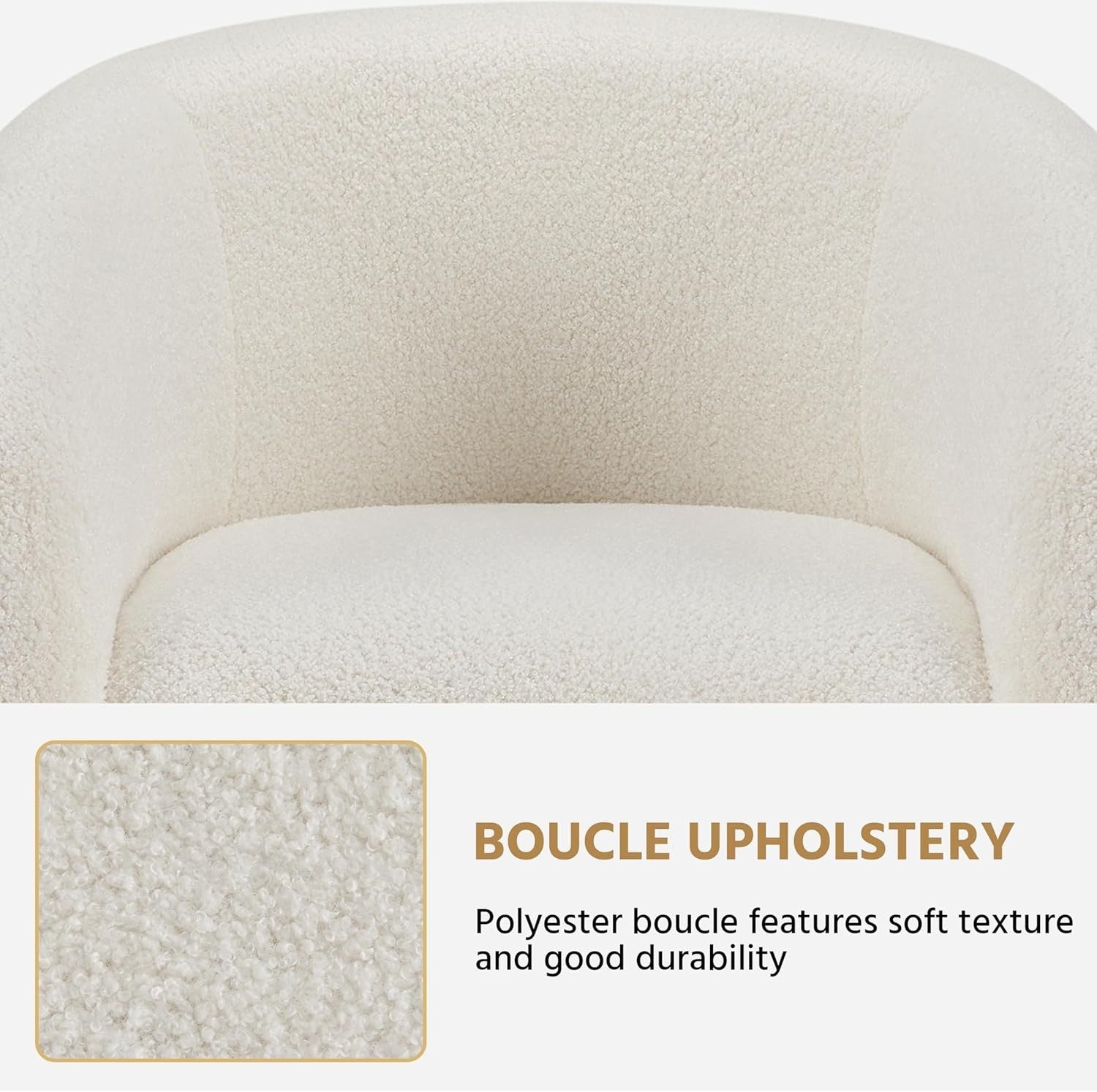 Ivory Boucle Tub Chair | Cozy Accent Armchair for Living Room & Office