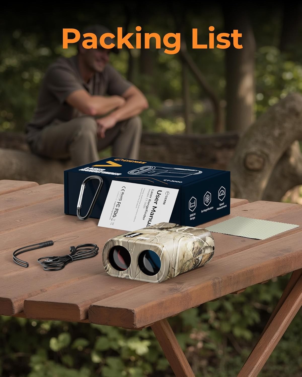 Golf Range Finder 3000 Yards Slope Flag Lock Vibration USB Rechargeable