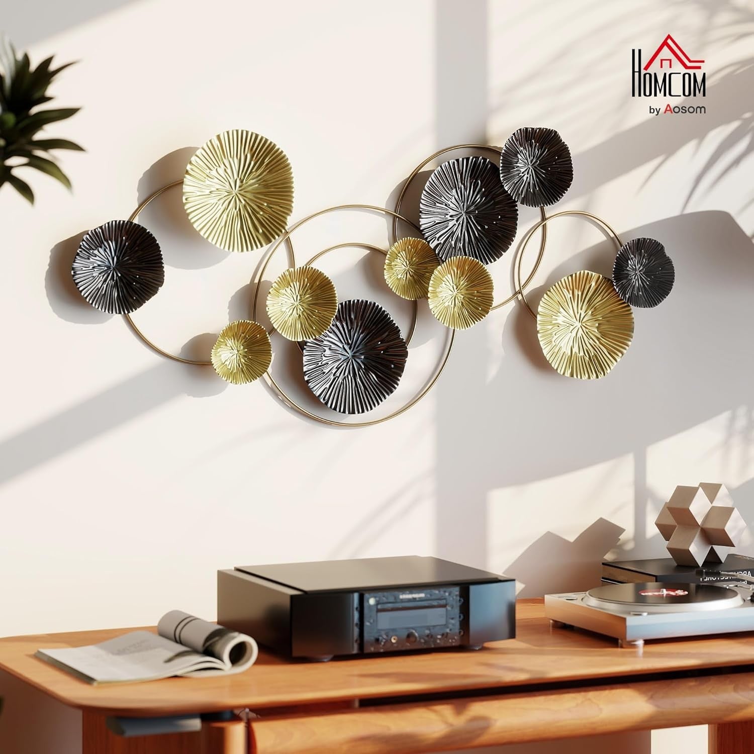 Large Gold Metal Wall Art Multi Leaf Modern Hanging Sculpture