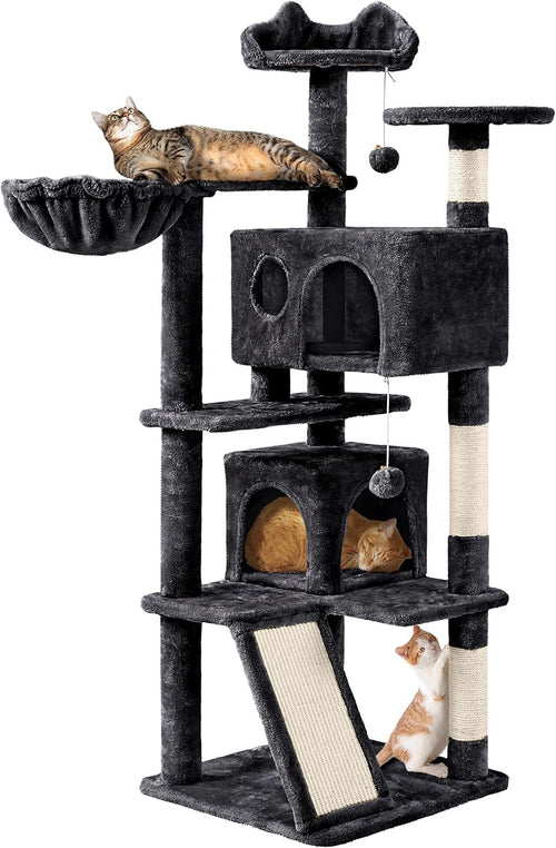 Large Cat Tree 144.5cm Multi Level Tower Condos Scratching Posts Ramp