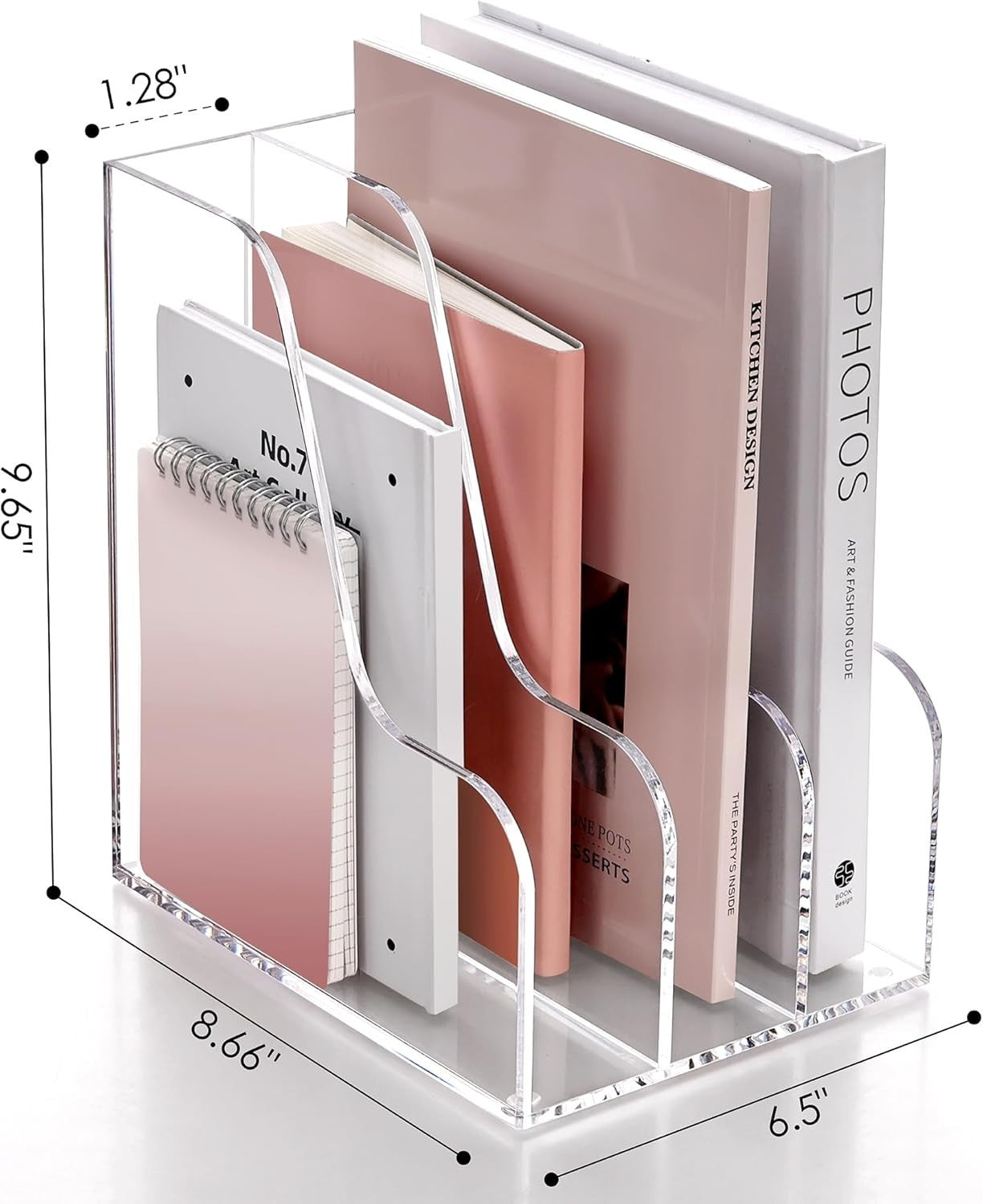 Clear Acrylic Desk Organizer 3-Section A4 File Folder Holder