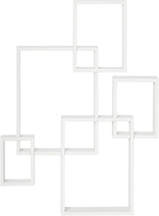 Modern Interlocking Cube Wall Shelves Floating Display Unit – White 5-Tier