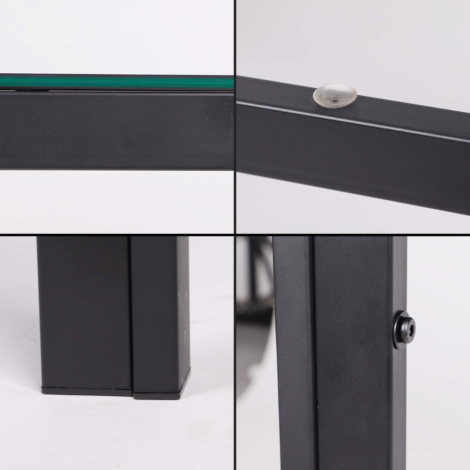 Modern 2-Seater Black Glass Dining Table with Faux Leather Chairs