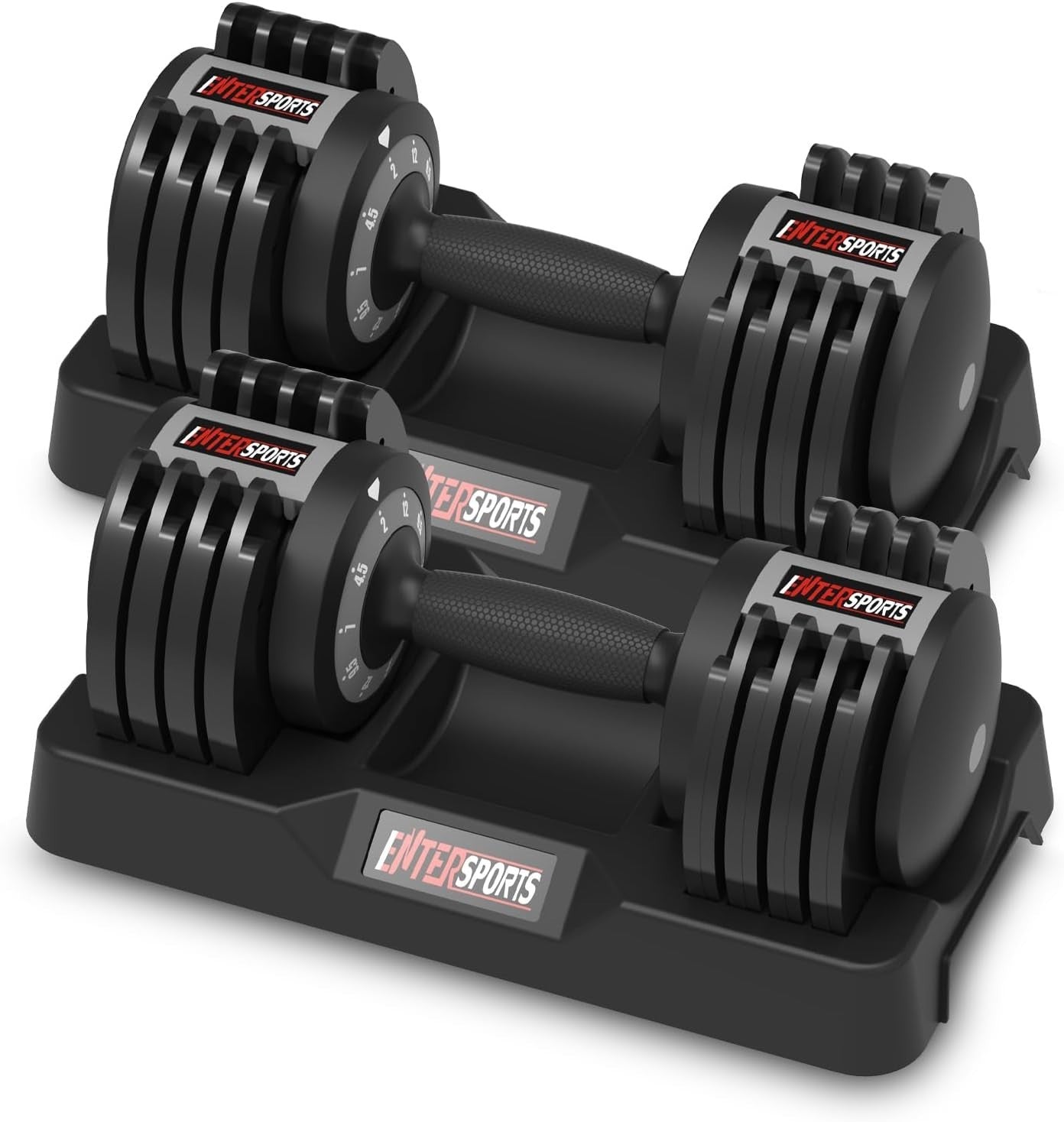 12kg Adjustable Dumbbell Set Pair 5-in-1 Quick Dial Non-Slip Home Gym