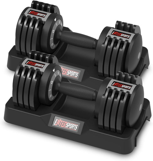 12kg Adjustable Dumbbell Set Pair 5-in-1 Quick Dial Non-Slip Home Gym