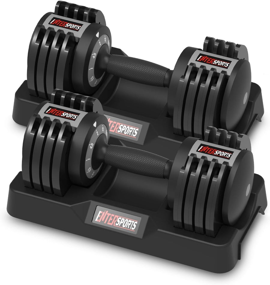 12kg Adjustable Dumbbell Set Pair 5-in-1 Quick Dial Non-Slip Home Gym