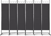 Black 6 Panel Room Divider 5.7FT Folding Privacy Screen – Portable Partition Wal