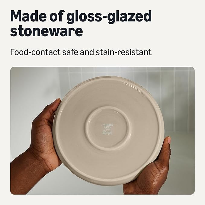 6pc Stoneware Appetizer Plates 17cm Microwave Dishwasher Safe Neutral Grey
