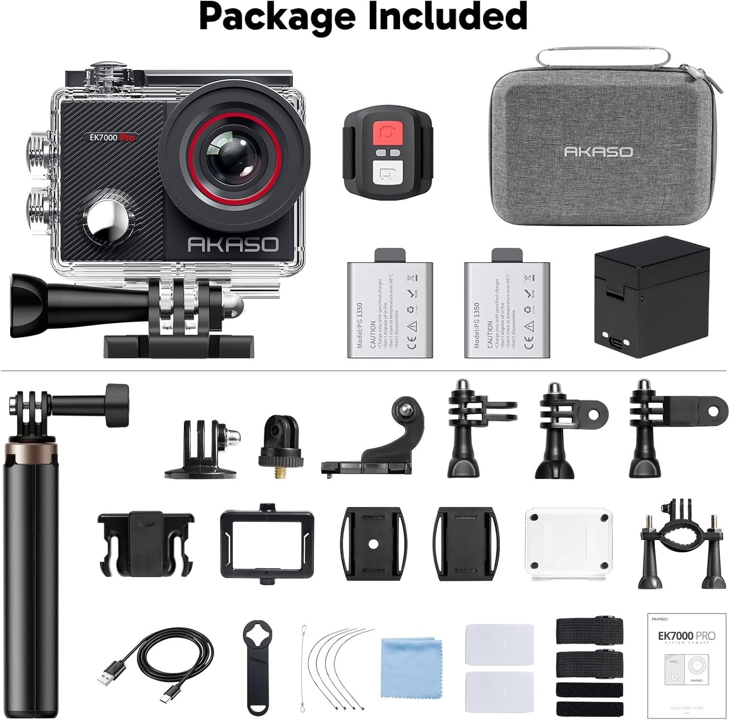 4K Action Camera Waterproof WiFi Touchscreen Sports Cam Tripod