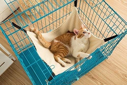 Hanging Pet Hammock for Cats, Ferrets, Rabbits | Soft Fleece Bed Cage Mat