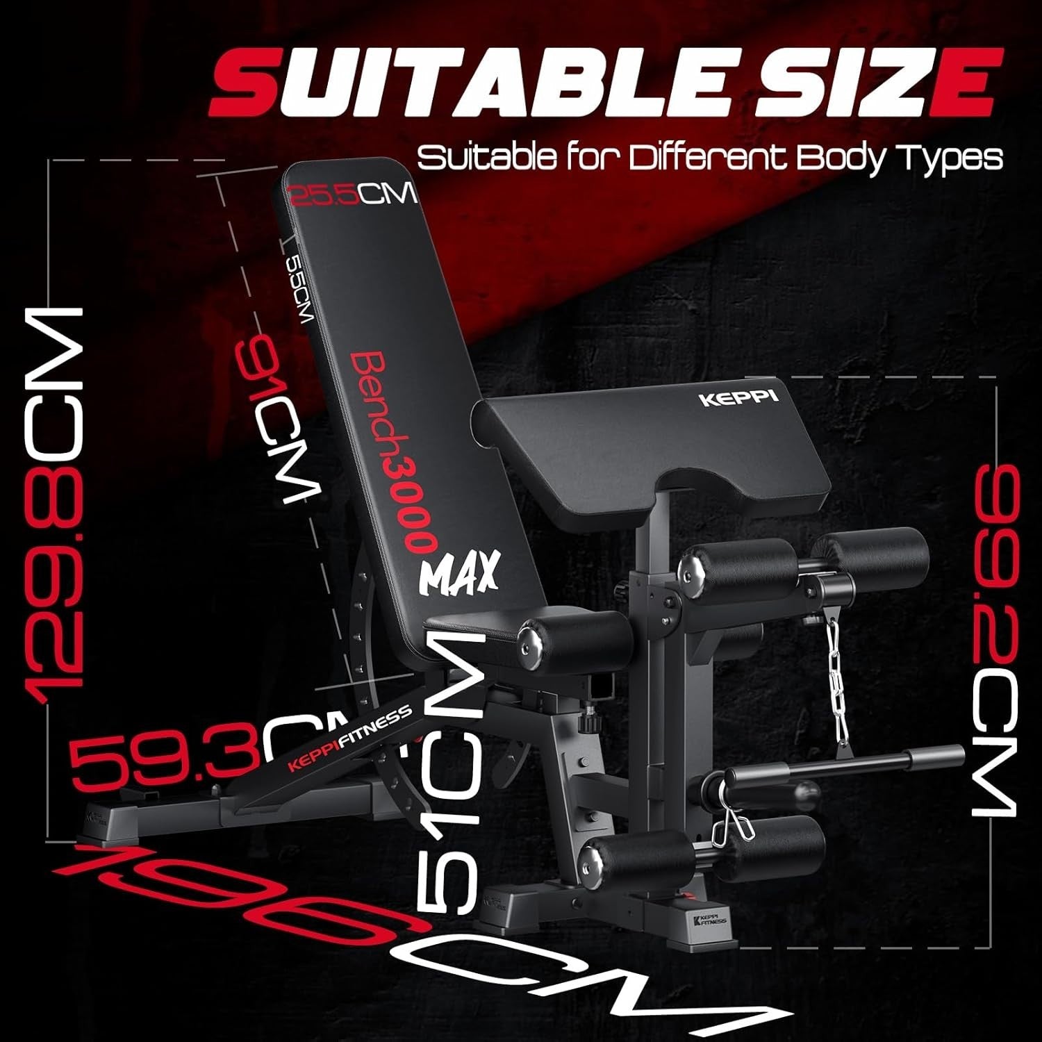 Commercial Adjustable Workout Bench 600kg Leg Extension Preacher Pad