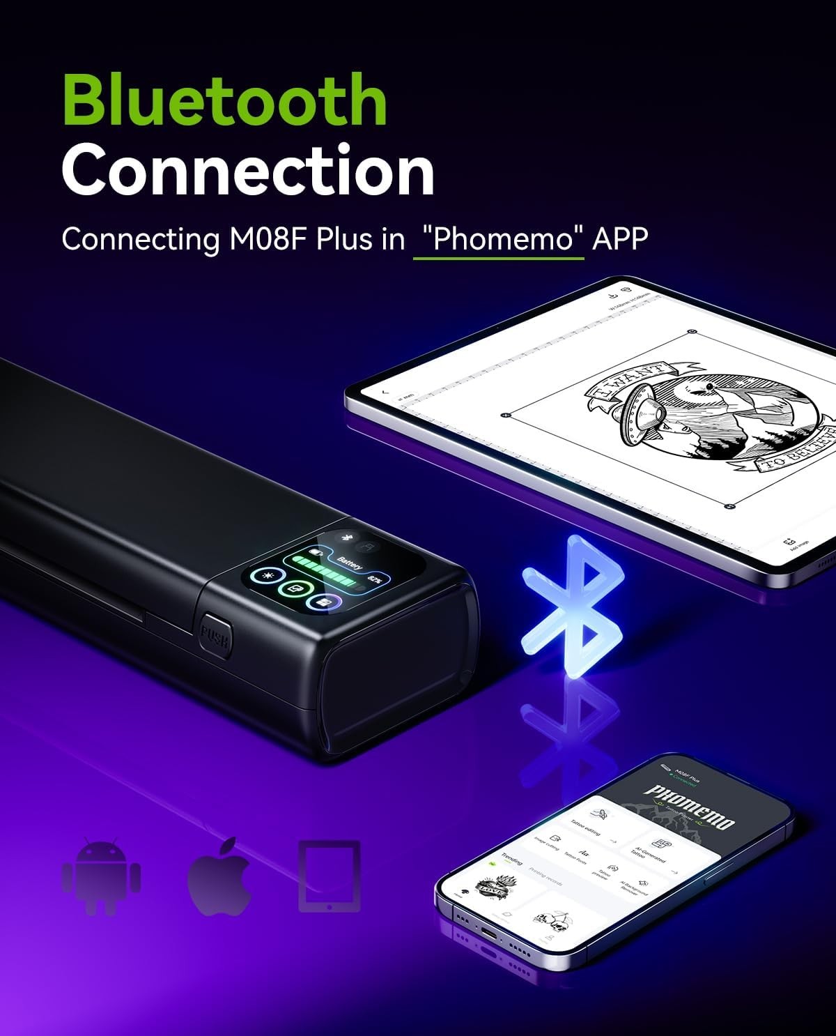 Phomemo M08F Plus Thermal Tattoo Stencil Printer Touchscreen Bluetooth