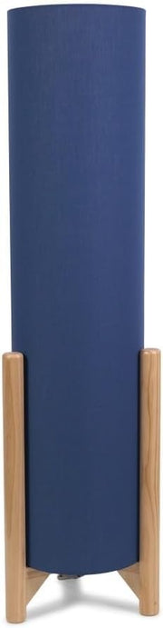 Oak Effect Floor Lamp with Navy Fabric Shade & Energy-Saving LED