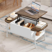 Lift Top Coffee Table Grey Modern Elliptical Table with Storage for Living Room