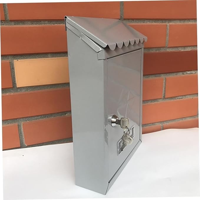 Lockable Tinplate Mailbox Silver Wall Mount Weatherproof Vintage Post Box