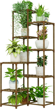 7 Tier Tall Wooden Plant Stand Indoor Outdoor Flower Shelf for Multiple Pots