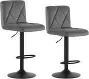 Adjustable Swivel Bar Stools Set of 2 – Soft Flannel, Metal Frame, 60-80cm
