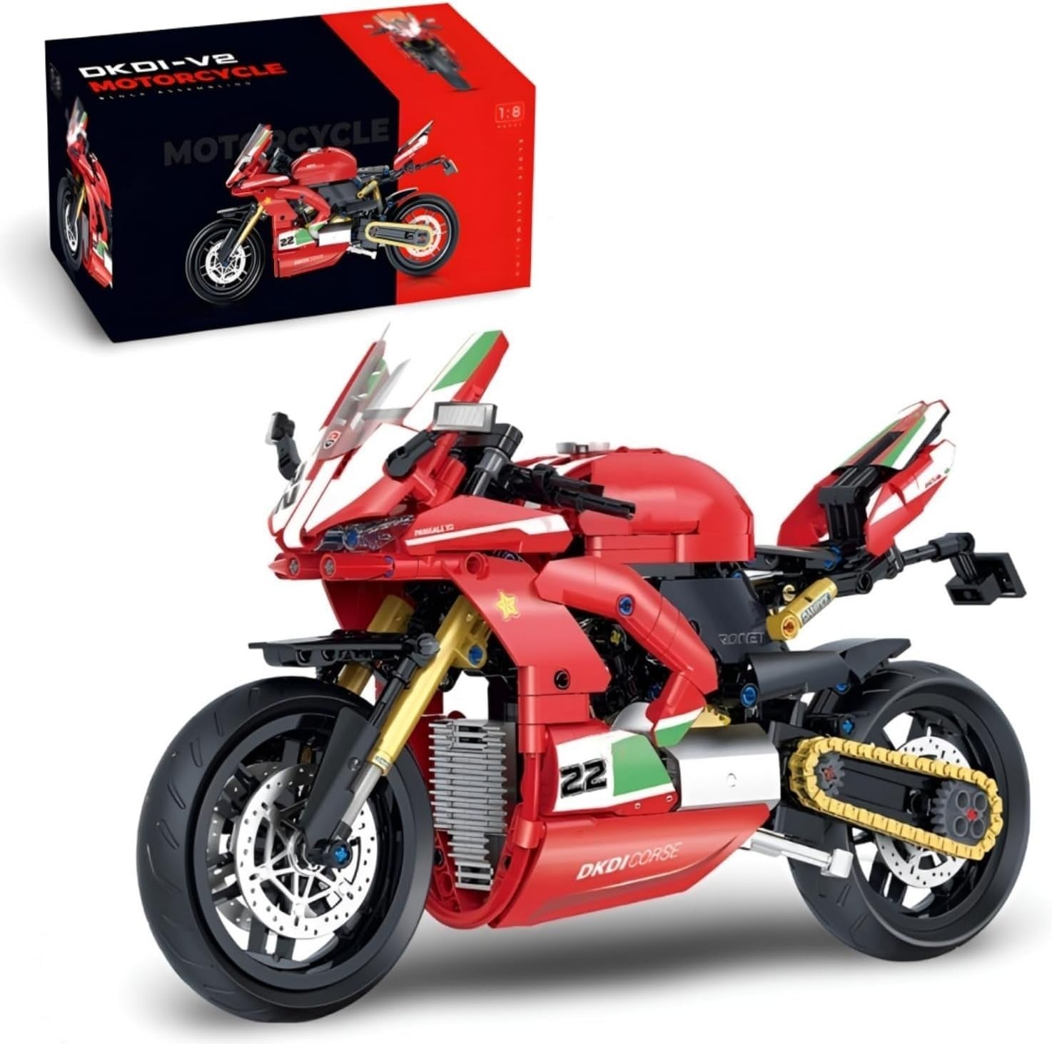 626-Piece Motorcycle Building Block Kit - Realistic Model, Fun & Educational
