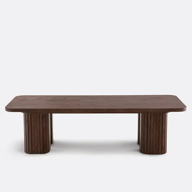 Modern Walnut Ash Veneer Coffee Table | Wide Low Lounge Table 130cm