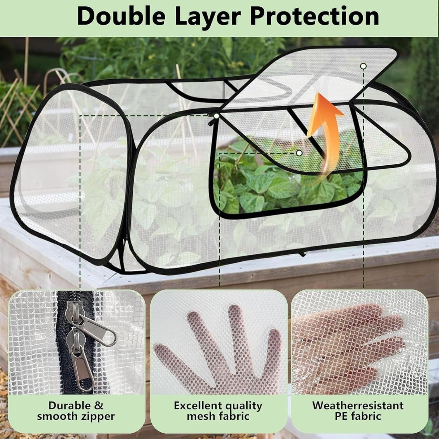 Portable Mesh Tunnel Greenhouse Waterproof UV Protection Cold Frame 35x35cm