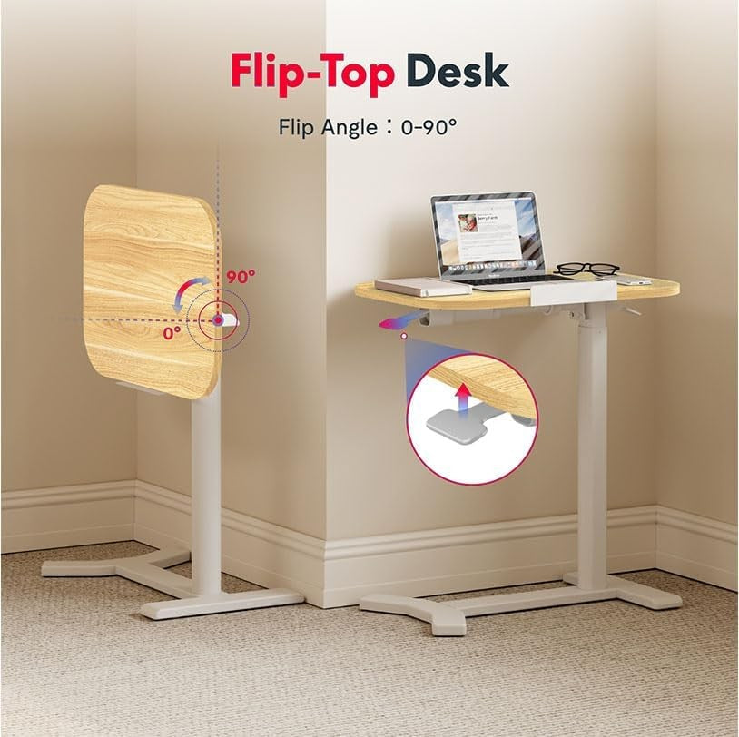 Adjustable Standing Overbed Desk Mobile Laptop Table Gas Lift 60x40cm