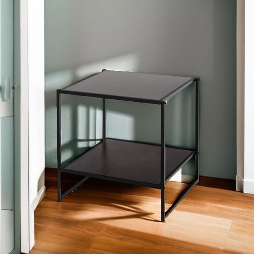 Square Side Table 51x51x51 cm | Nightstand & End Table w/ Shelf