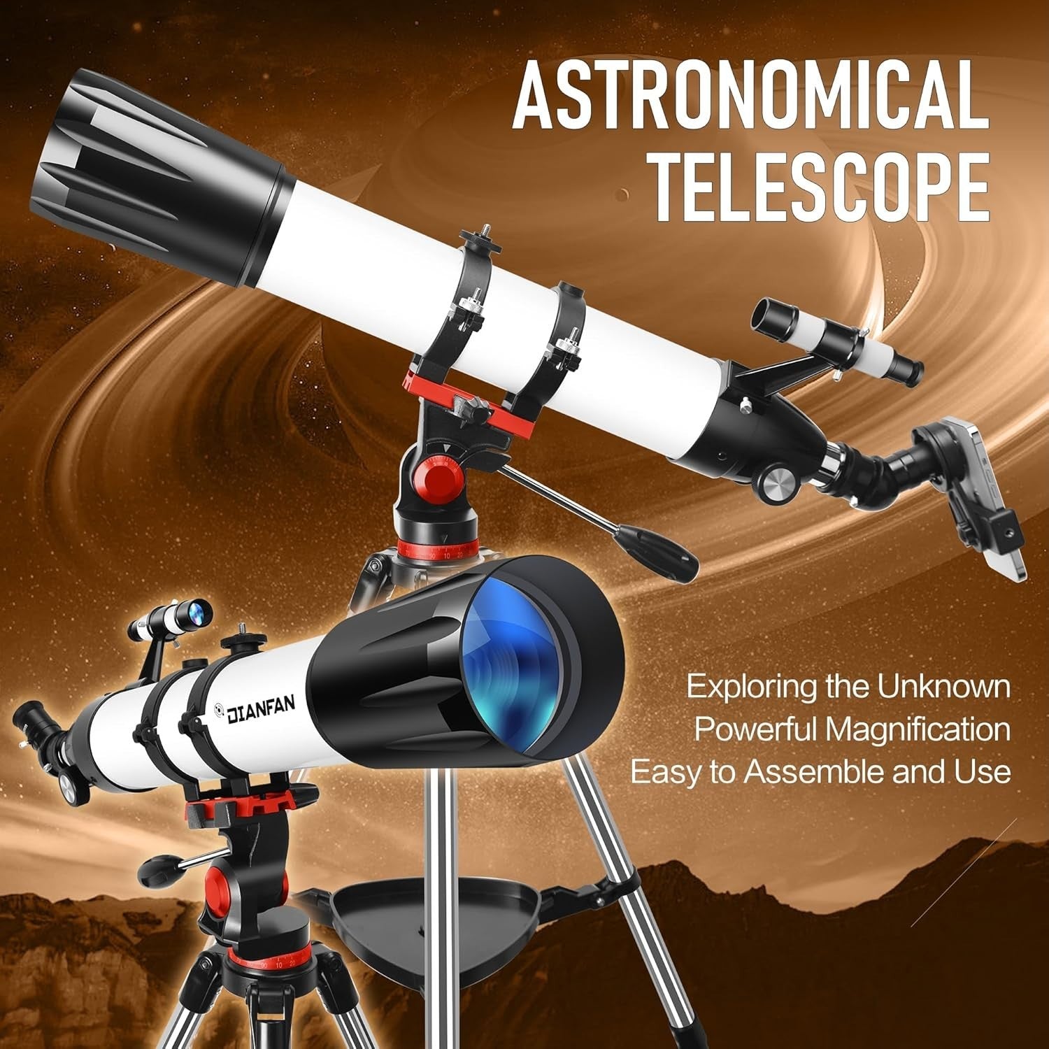 90mm Aperture 800mm Refractor Telescope for Adults & Beginners with Tripod