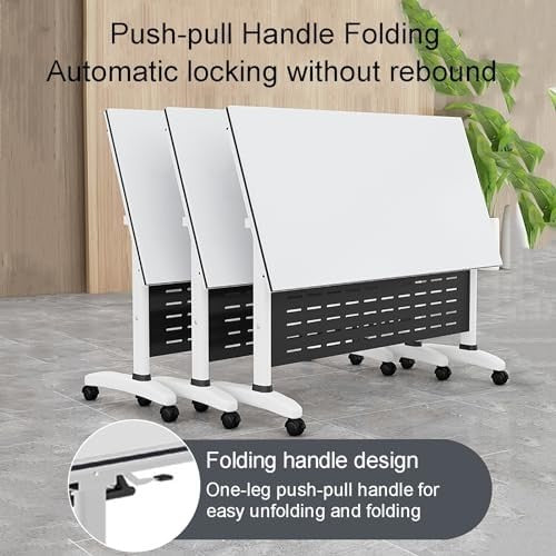 120x50cm Foldable Training Table w/ Lockable Wheels & Flip-Top Design