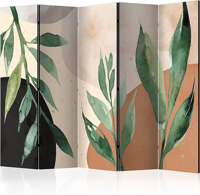 Nature Meadow Leaf 5 Panel Folding Room Divider Large Canvas Privacy Screen