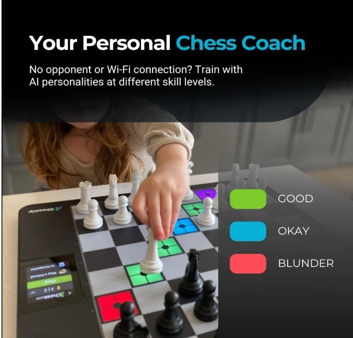 Smart Electronic Chess Board with AI, WiFi, Lessons & Light-Up Pieces