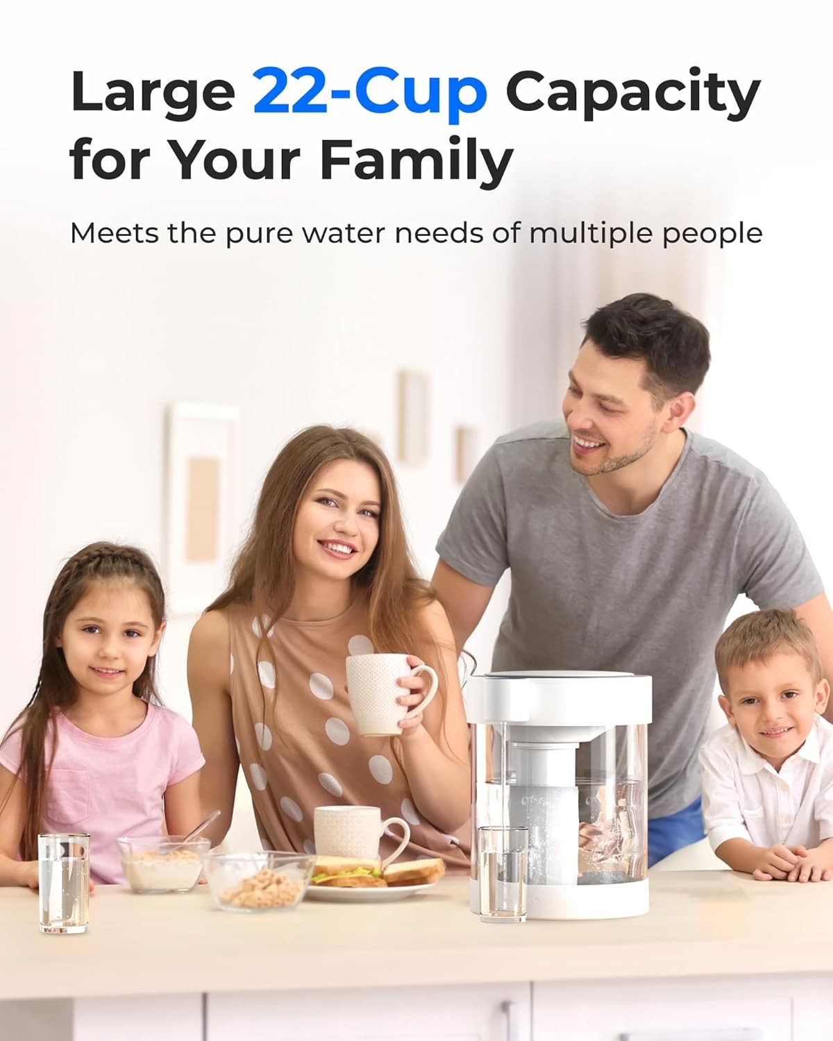 Electric Water Filter Dispenser Glass 5.3L Zero TDS Instant Pitcher