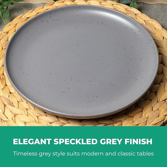 16 Piece Stoneware Dinner Set Plates Bowls Mugs for 4 Grey Crockery Set