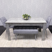 Grey Dining Table Set with 2 Chairs & Benches | Stone Effect Kitchen Set