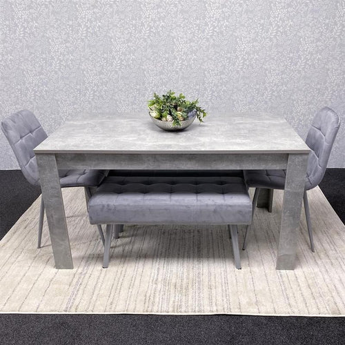 Grey Dining Table Set with 2 Chairs & Benches | Stone Effect Kitchen Set