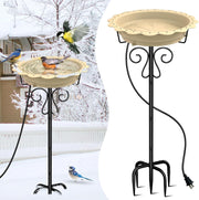 Heated Bird Bath Outdoor Water Feeder 100W Thermostat Metal Stand Winter Safe
