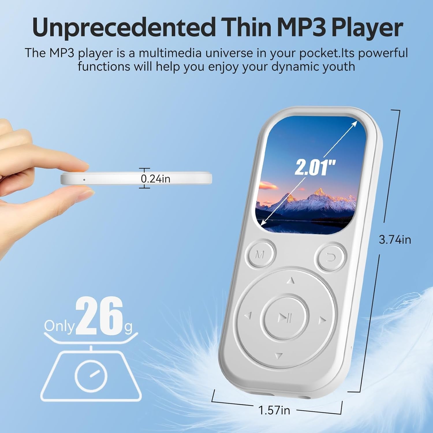 64GB Bluetooth MP3 Player White 2.01" HD Screen FM